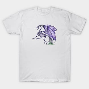 Spooky Purple Undead Skeleton Dragon T-Shirt